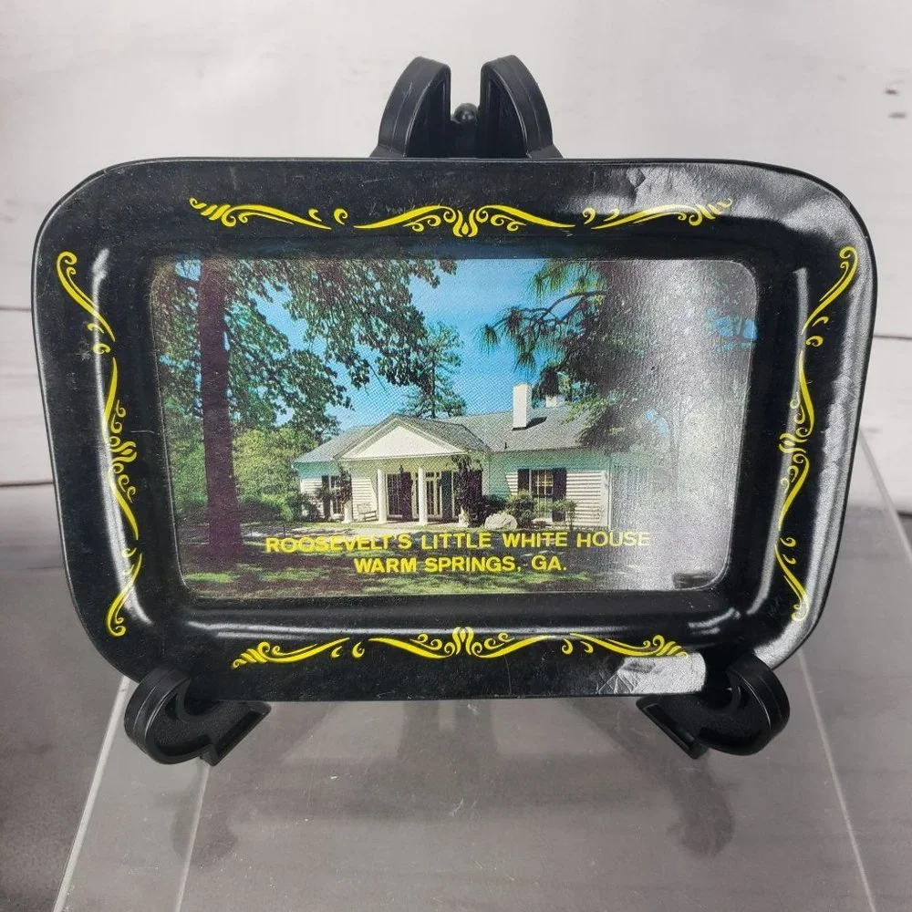 Vintage Tin Souvenir Tray Roosevelt's Little White House Warm Springs, GA. Uniqu